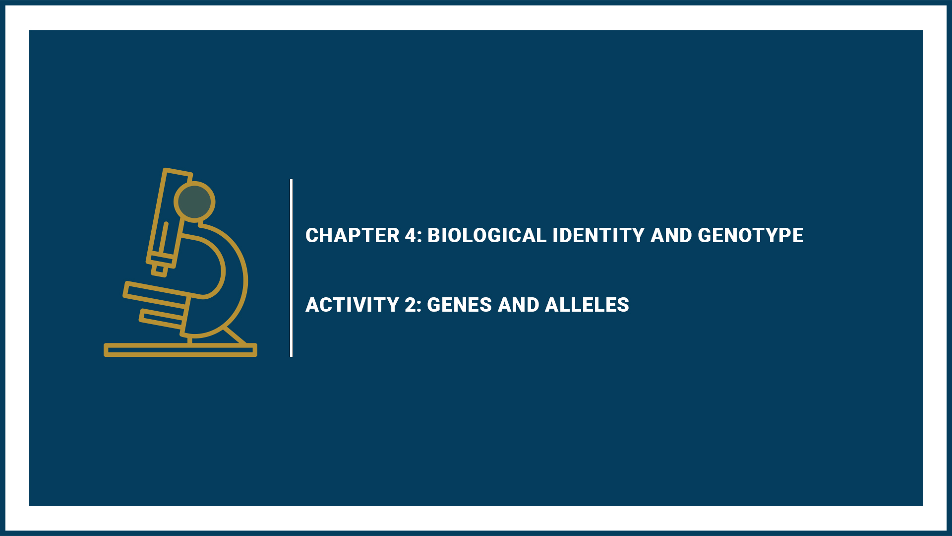Chapter 4: Biological Identity and Genotype - Activity 2: Genes and Alleles